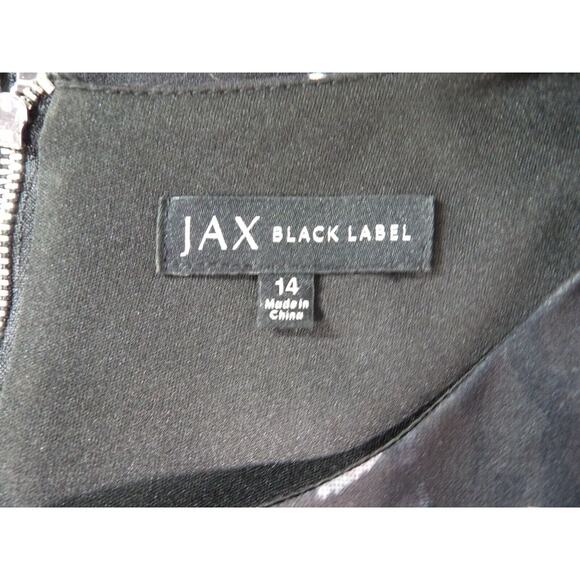 Jax Black Label Dress Sz 14 Midi Cold Shoulder Floral Black Zip Back Sheath - Picture 6 of 11